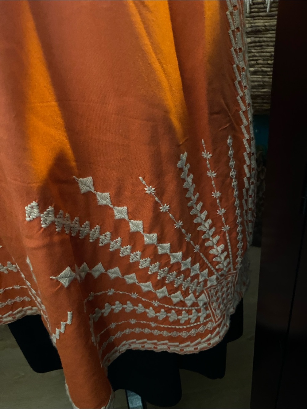 Tolani Orange Embroidered Dress with 3/4 sleeves size L - Picture 3 of 7
